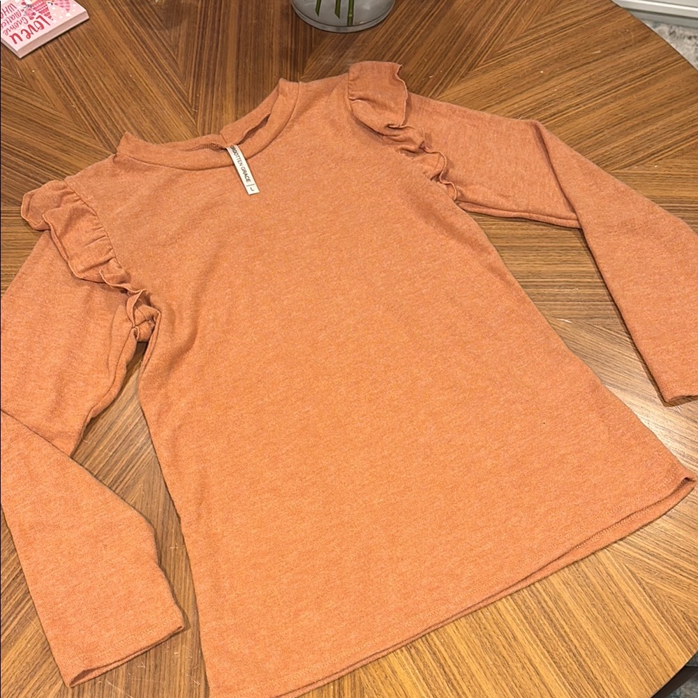 NWOT - Women's Ruffled Long Sleeve Top - Orange